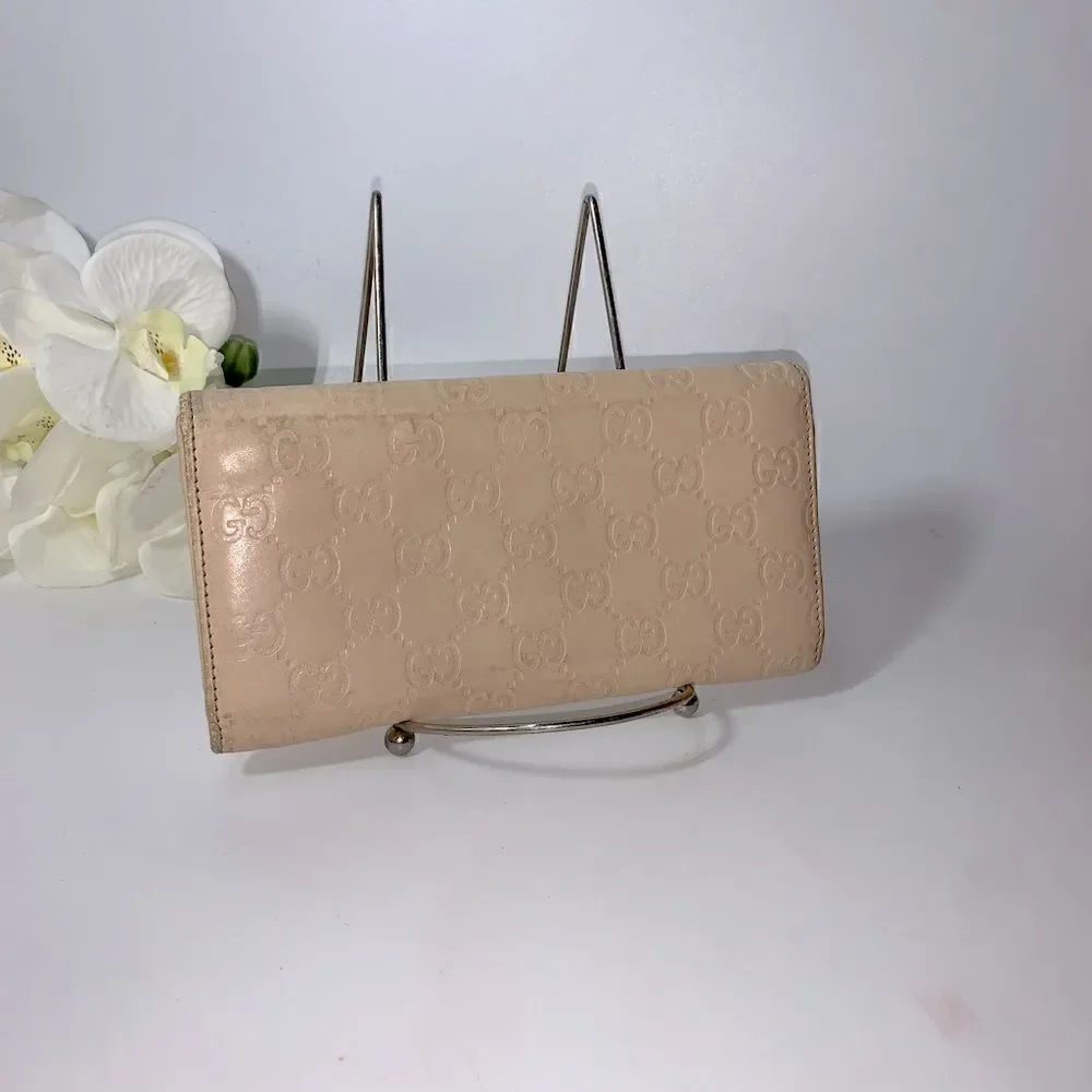 Authentic GUCCI Guccissima Long Clutch  Wallet Beige - Picture 2 of 14